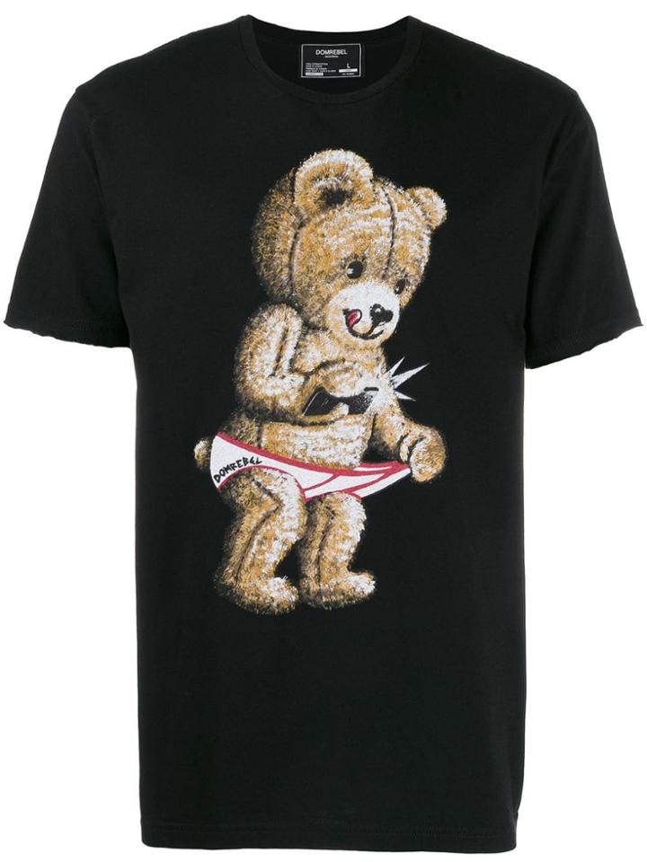 Domrebel Bear Print T-shirt - Black