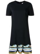 Emilio Pucci Contrast Frill Embroidered Hemline Dress - Black