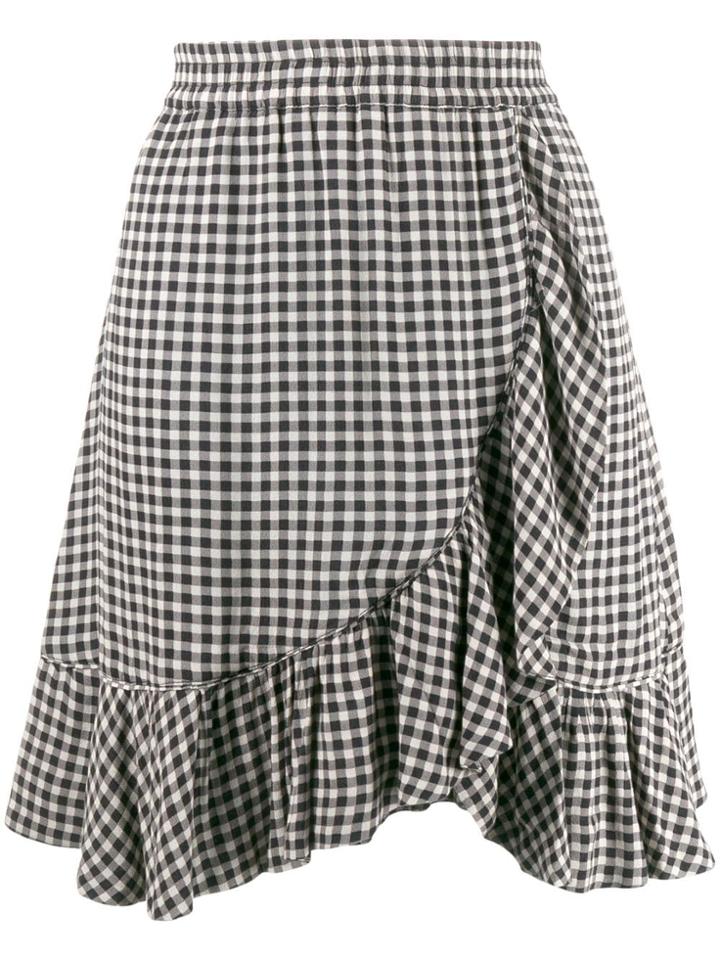 Ganni Check Print Skirt - Black