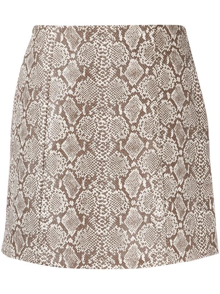 Alexa Chung Python Print Skirt - Brown