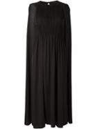 Valentino Pleated Cape Dress, Women's, Size: 40, Black, Silk