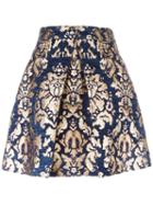 P.a.r.o.s.h. Jacquard Pleated Skirt, Women's, Size: Medium, Blue, Acrylic/polyester/acetate/viscose