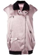 Giamba Sleeveless Biker Jacket, Women's, Size: 38, Pink/purple, Cotton/polyamide/spandex/elastane/viscose