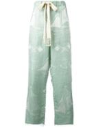Loewe Boat Pattern Drawstring Trousers, Women's, Size: Small, Green, Cotton/silk/linen/flax