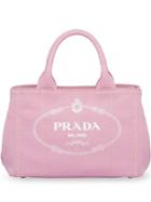 Prada Fabric Logo Printed Tote - Pink