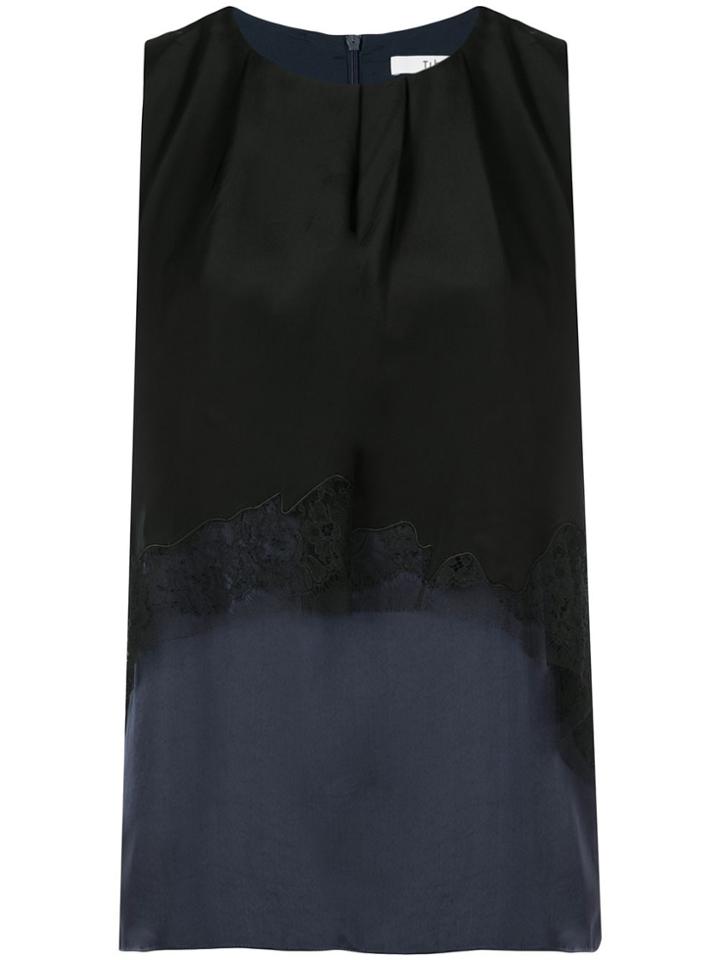 Tibi Patchwork Sleeveless Layered Blouse - Blue