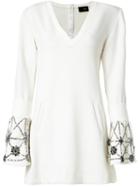 Andrea Bogosian Embroidered Flare Dress, Women's, Size: P, White, Polyester/spandex/elastane/viscose