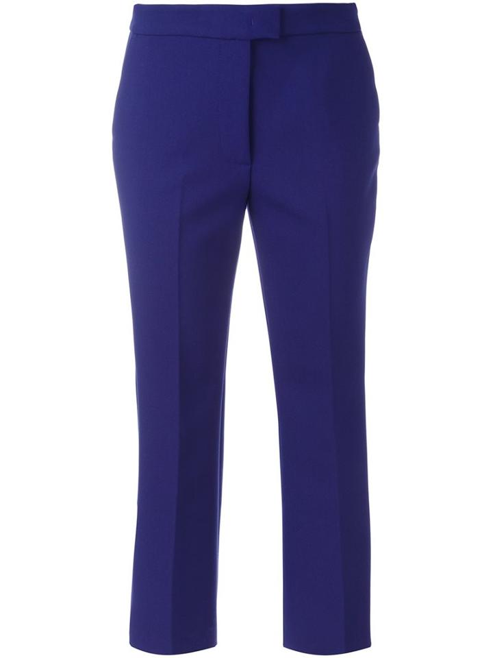 Msgm Flared Cropped Trousers, Women's, Size: 40, Blue, Polyester/spandex/elastane/viscose