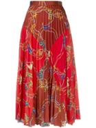 Sandro Paris Chain And Pearl Pleated Skirt - Red