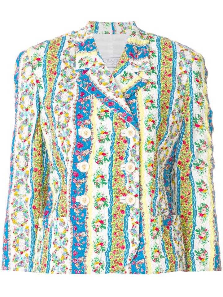 Versace Vintage Floral Double-breasted Tuxedo Jacket - Multicolour