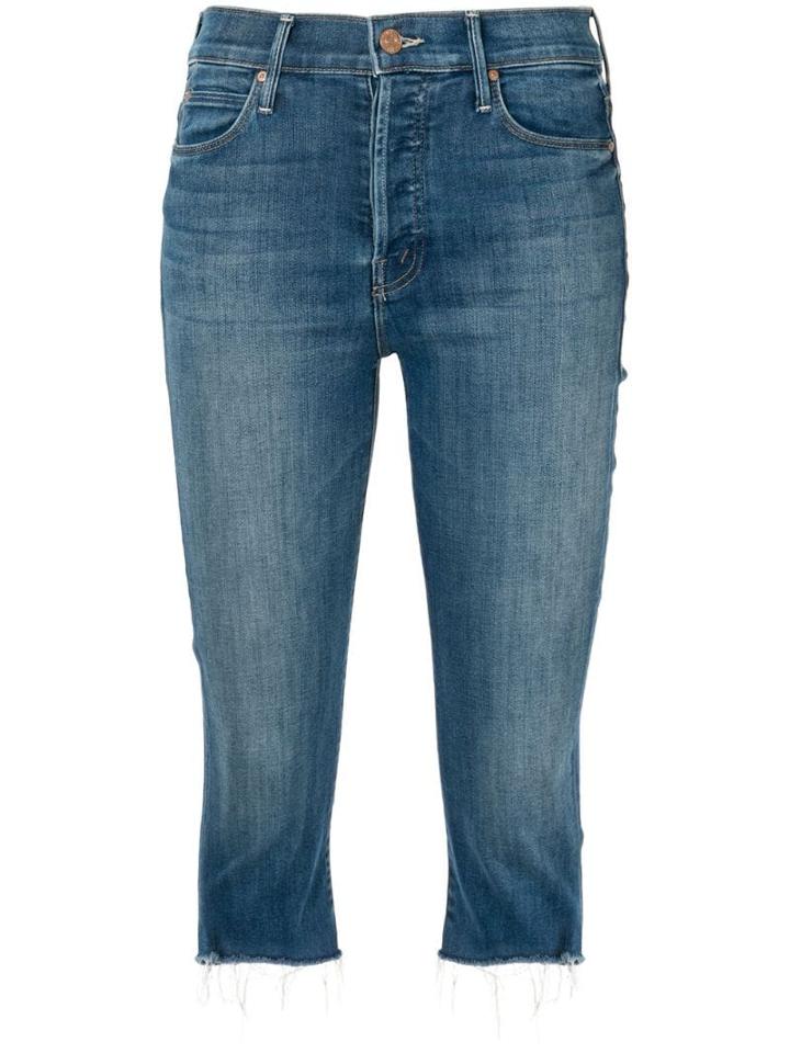 Mother Faded Cropped Jeans - Blue