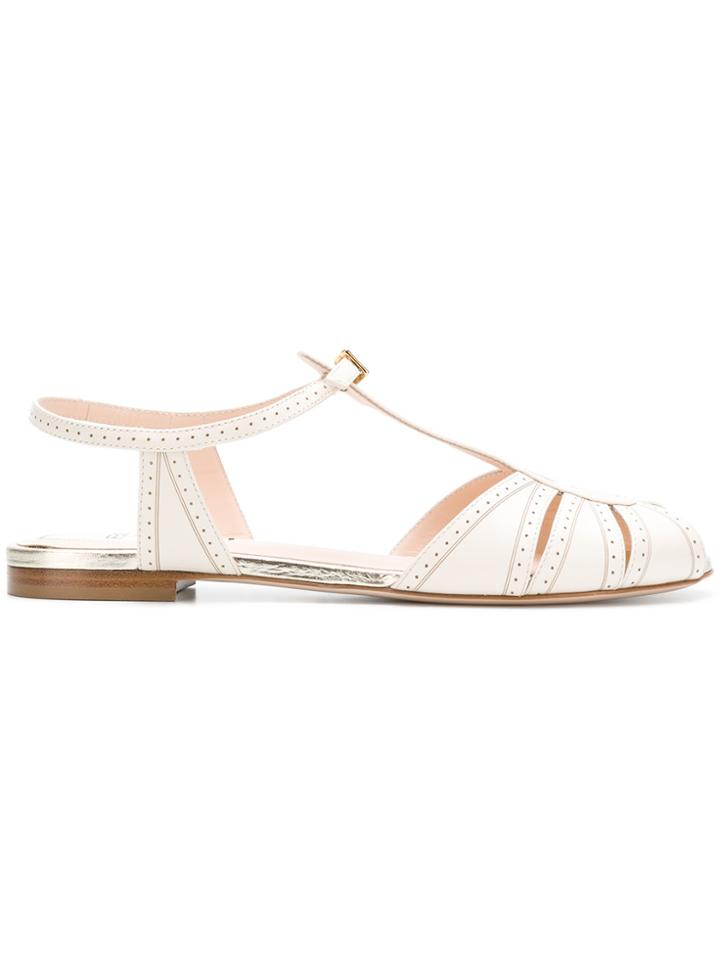 Fendi Micro Perforated Sandals - White