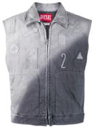 Diesel Red Tag Sleeveless Denim Jacket - Grey