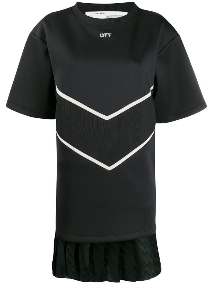 Off-white Pleated Hem T-shirt Dress - Black