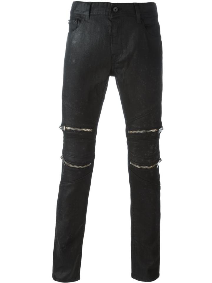 Just Cavalli Slim-fit Zipper Detailing Jeans, Men's, Size: 48, Black, Cotton/spandex/elastane/copper