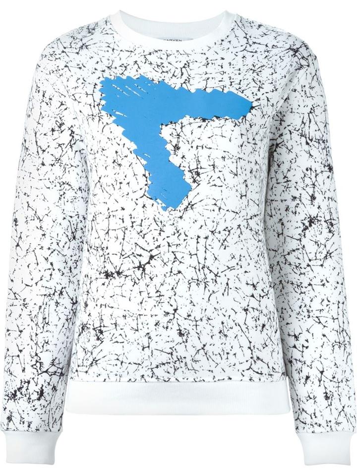Carven Printed Sweatshirt, Women's, Size: L, White, Cotton