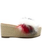 Solange Sandals Fur Trimmed Wedge Sandals - White