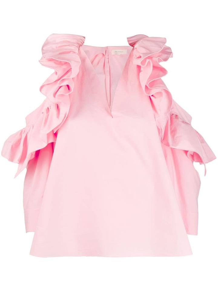 Delpozo Frill Trim Poplin Blouse - Pink