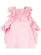 Delpozo Frill Trim Poplin Blouse - Pink