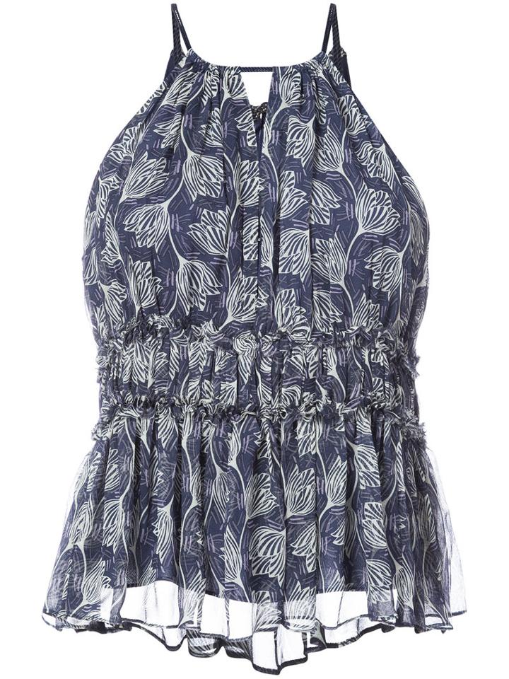 Cinq A Sept - Gathered Floral Print Blouse - Women - Silk/polyester - L, Blue, Silk/polyester