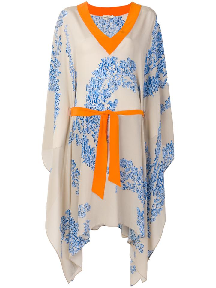 Fendi Floral Print Asymmetrical Dress - Nude & Neutrals