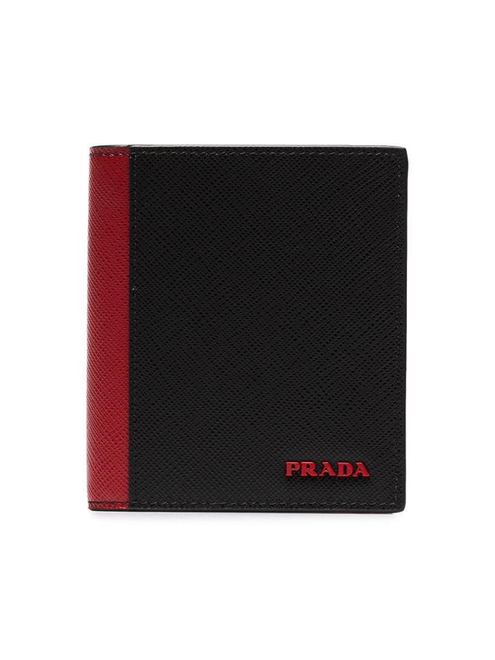Prada Black And Red Saffiano Leather Wallet