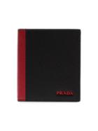 Prada Black And Red Saffiano Leather Wallet