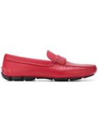 Prada Logo Plaque Driving Loafers - Red