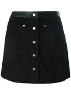Rag & Bone Button Fastening Straight Skirt, Women's, Size: 4, Black, Goat Skin/lamb Skin/cupro