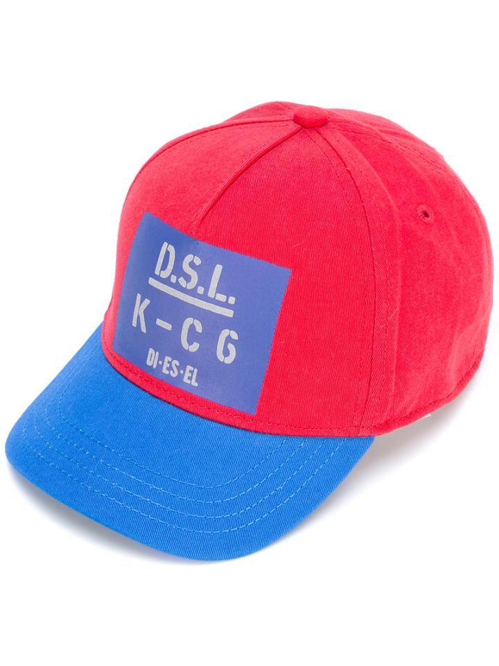 Diesel Kids - Colour-block Cap - Kids - Cotton - 46 Cm, Red