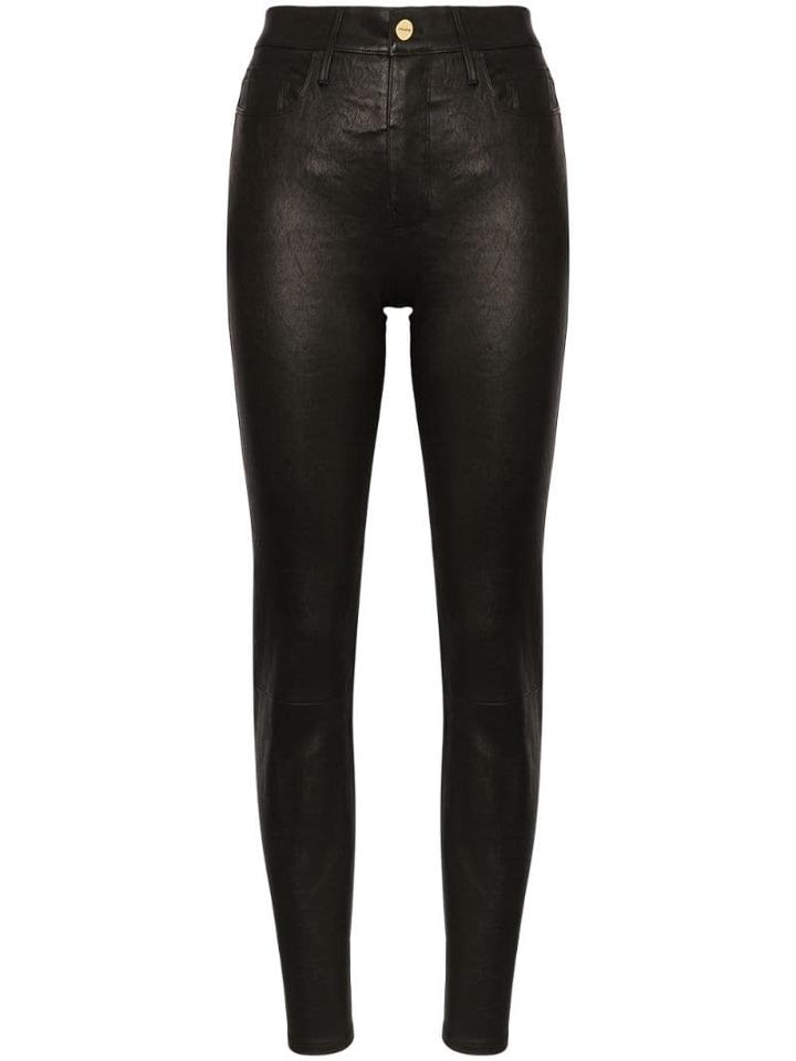 Frame Le Sylvie Skinny Leather Trousers - Black