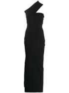 Solace London One Shoulder Side Split Dress - Black