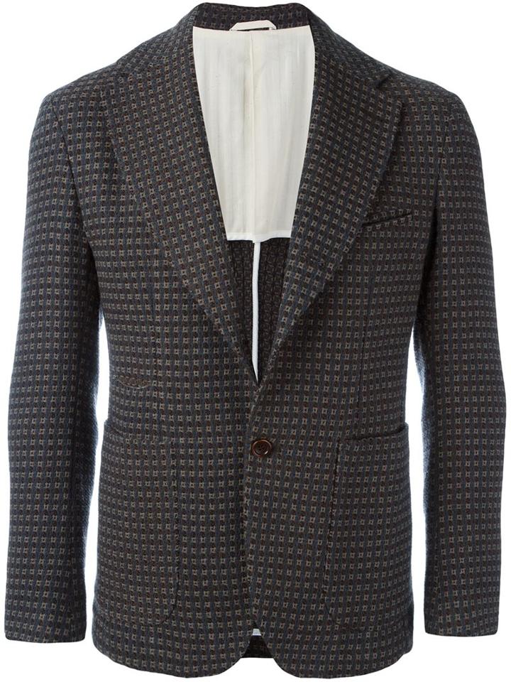 Al Duca D'aosta 1902 Patterned Buttoned Blazer, Men's, Size: 48, Brown, Cotton/virgin Wool