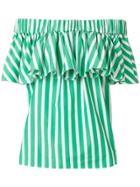 Maison Rabih Kayrouz Striped Off-shoulder Blouse - Green