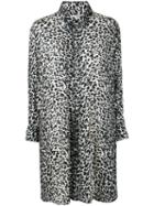 Saint Laurent Leopard Print Shirt Dress, Women's, Size: 36, Black, Viscose