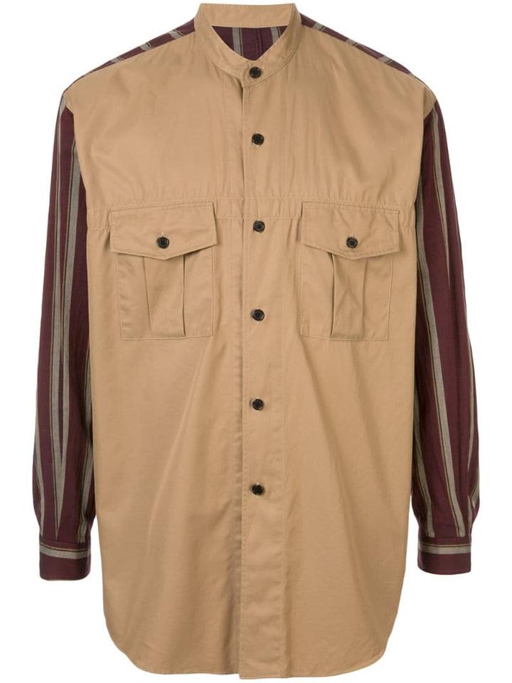 Tomorrowland Striped Panel Shirt - Brown