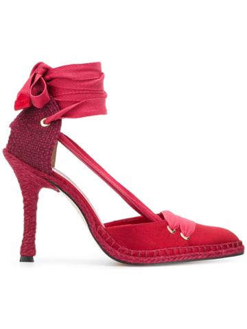 Manolo X Castaner Tie Around Pumps - Red