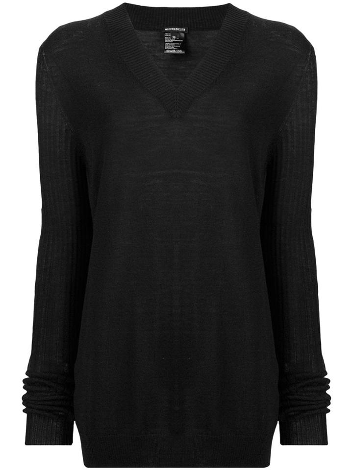 Ann Demeulemeester Ribbed Sleeve Jumper - Black