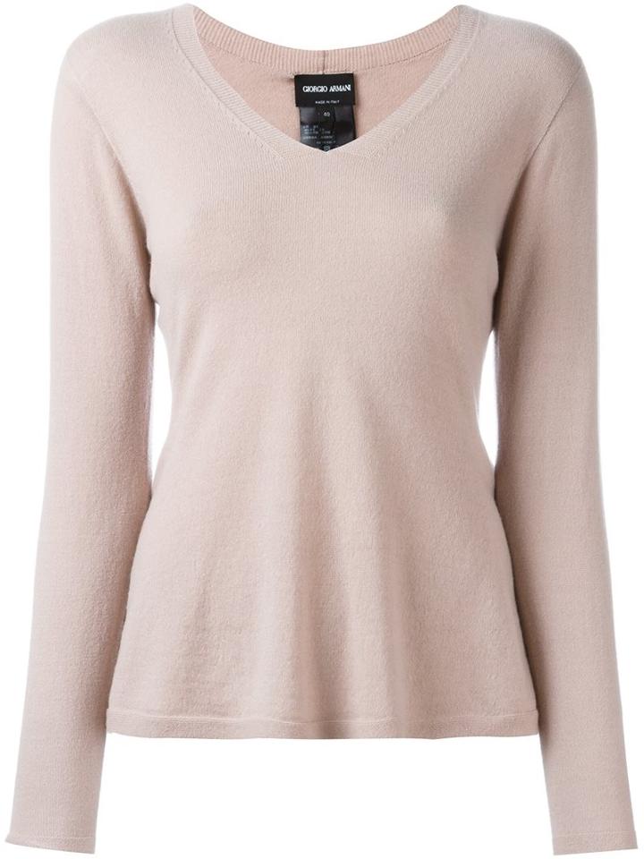 Giorgio Armani V-neck Flared Sweater, Women's, Size: 40, Pink/purple, Cashmere/virgin Wool