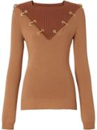 Burberry Ring-pierced Two-tone Wool Cashmere Sweater - Brown