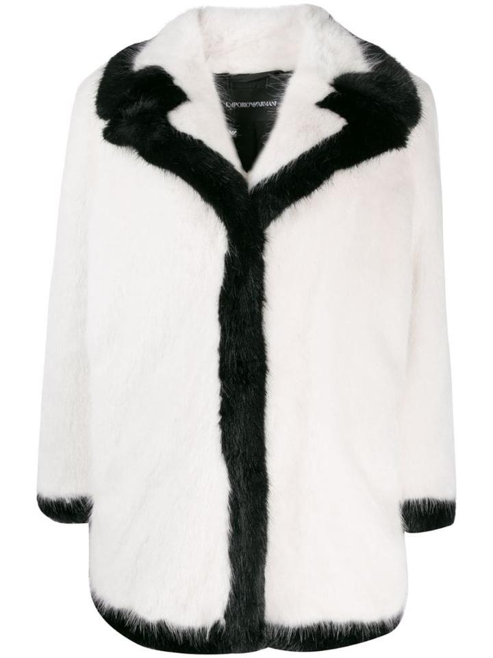 Emporio Armani Contrast Trim Coat - White