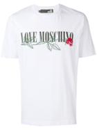 Love Moschino Rose Embroidered Logo T-shirt - White