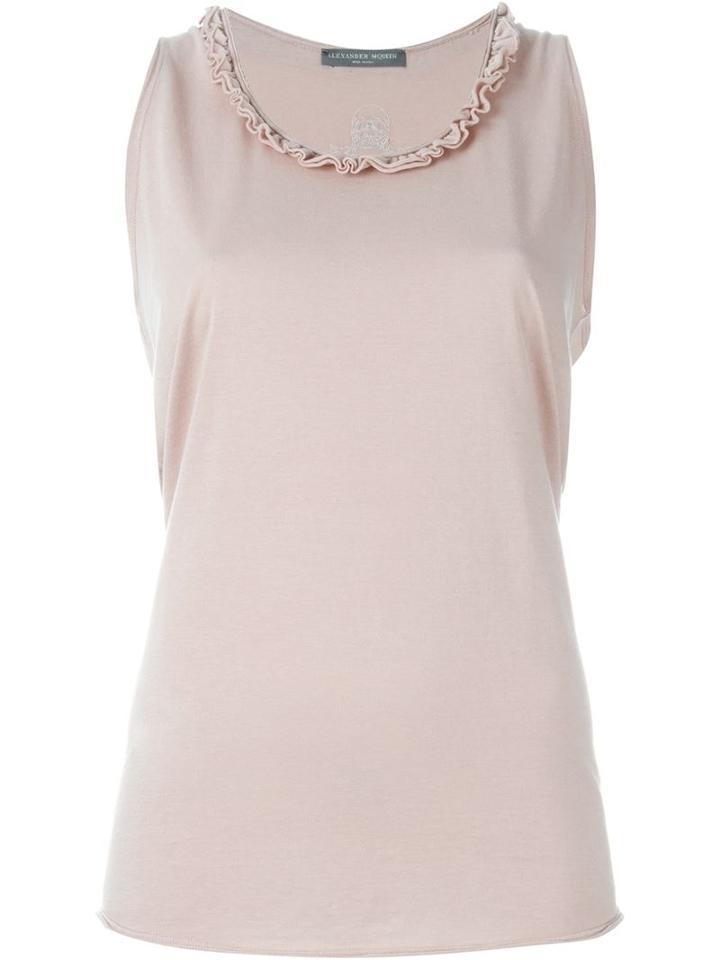 Alexander Mcqueen Ruffled Neck Tank Top, Women's, Size: 42, Pink/purple, Polyester/cotton