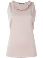 Alexander Mcqueen Ruffled Neck Tank Top, Women's, Size: 42, Pink/purple, Polyester/cotton