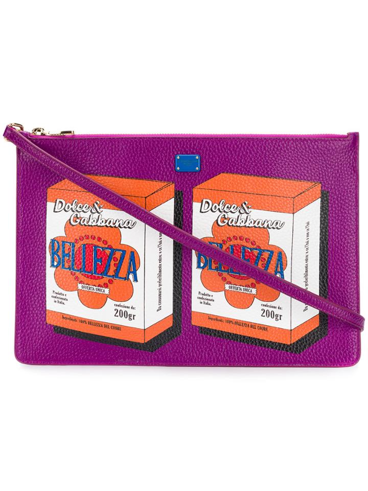 Dolce & Gabbana Belezza Can Printed Clutch - Pink & Purple