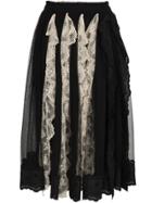 Simone Rocha Pleated Lace Trim Skirt - Black