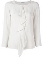Dondup Ruffle Detail Blouse, Women's, Size: 42, White, Viscose/silk