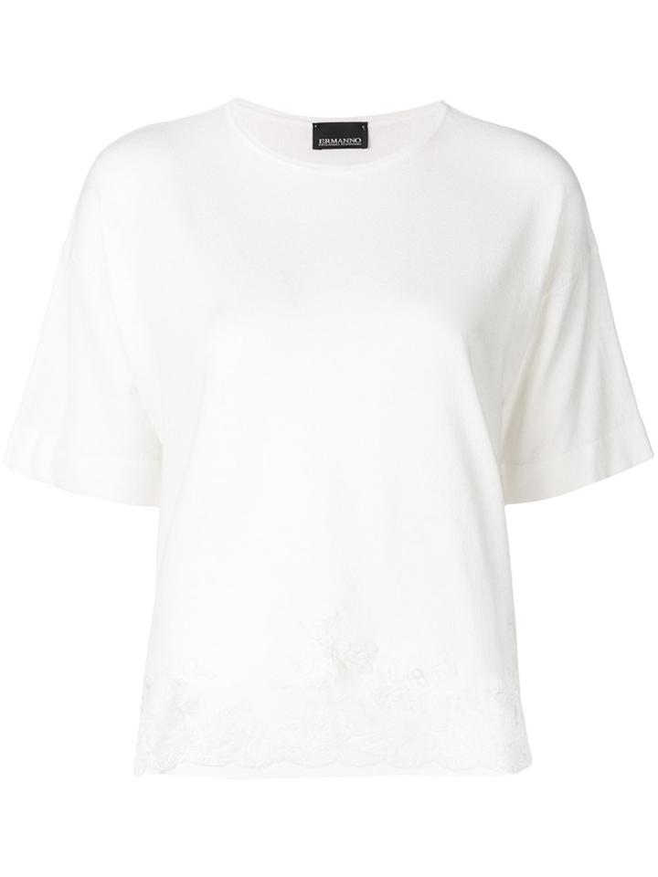 Ermanno Ermanno Embroidered Hem T-shirt - White