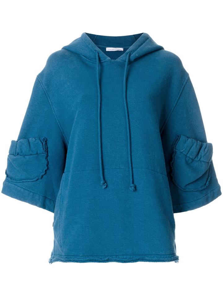 Jw Anderson Ruffled Pocket Hoodie - Blue
