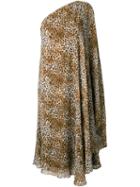 Saint Laurent Leopard Print One Shoulder Dress